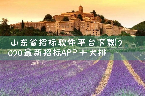 山东省招标软件平台下载