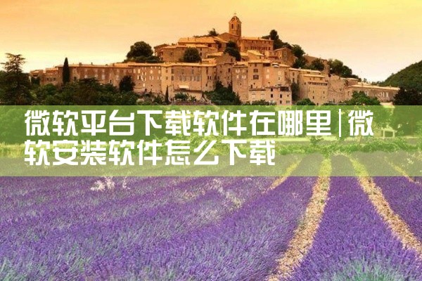 微软平台下载软件在哪里