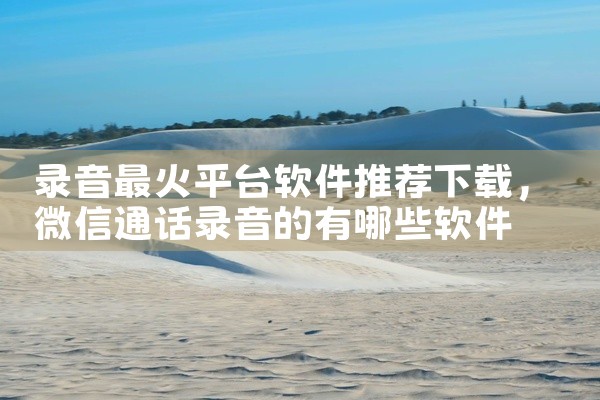 录音最火平台软件推荐下载